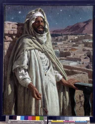 Der Muezzin, ein Mitglied der Moschee, das zum Gebet ruft