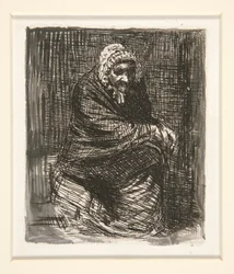 Die sitzende alte Frau