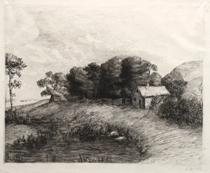 Landschaft mit Teich