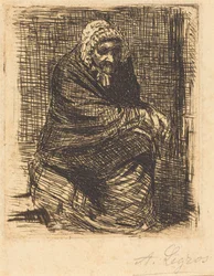 Sitzende alte Frau