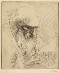 Studie eines lesenden alten Mannes