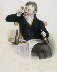 Weinliebhaber - Lithografie von Noël