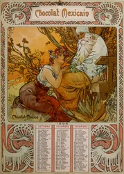 Schokoladenkalender von Masson, illustriert von Mucha (1860 – 1939), einem tschechischen Jugendstilmaler