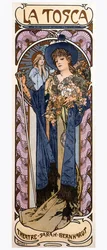 Plakat von Alfonse Mucha (1860-1939) für das Stück "Tosca" von Victorian Sardou (1831-1908), aufgeführt von Schauspielerin Sarah Bernhardt