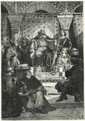 Treffen des Rates von Kaiser Karl dem Großen