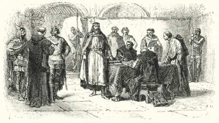 Proklamation des Katholizismus als Religion des gotischen Königreichs in Spanien auf dem Dritten Konzil von Toledo, 589 (Gravur)