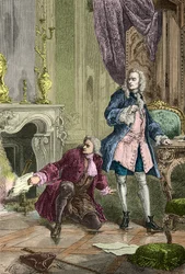 Charles Jean François Henault rettet das Manuskript von La Henriade, das Voltaire ins Feuer geworfen hatte