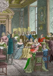 Corneille liest Polyeucte im Hotel de Rambouillet, 1642 (Gravur)