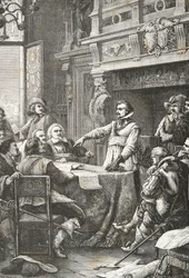 Jean Guiton schwört, La Rochelle während der Belagerung von 1628 zu verteidigen (Gravur)