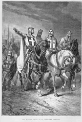 Die vier Anführer des Ersten Kreuzzugs (darunter Gottfried von Bouillon) - in „Die Geschichte Frankreichs“ von Guizot, Hachette