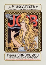 Werbeplakat für Zigarettenpapier Job, erstellt von Alphonse Mucha, 1900