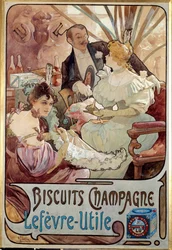 Jugendstil: Werbeplakat für Champagnerkekse, hergestellt von Lefevre Utile, von Alphonse Mucha (1860-1939) 1897