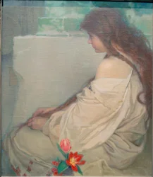 Mädchen mit Tulpen