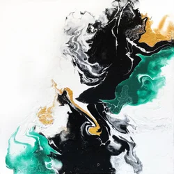 Schwarz-goldener smaragdgrüner Fluss