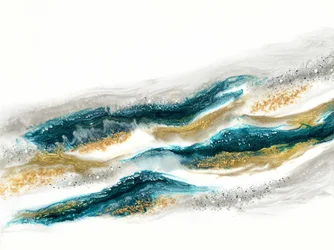 Flüssige Gold-Teal-Wellen