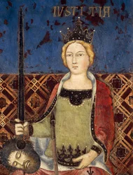 Allegorie der guten Regierung, Gerechtigkeit, Detail aus Allegorie und Auswirkungen der guten und schlechten Regierung auf Stadt und Land