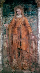 Heilige Katharina von Siena, Fresko von Ambrogio da Fossano genannt Bergognone (1460-1523). Mailand, Pinacoteca di Brera