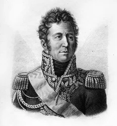 Jacques Alexandre Bernard Law, Marquis de Lauriston, Marschall von Frankreich (1768-1828) - in „Portraits des généraux français en suite les victoires et conquêtes des Français“. Graviert von Ambroise Tardieu 1818. Stella Sammlung.