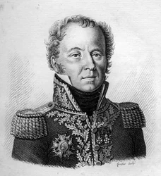 Porträt von Generalmajor Baron Louis Emmanuel Rey (1768-1846) - in „Porträts der französischen Generäle nach den Siegen und Eroberungen der Franzosen“. Gravur von Ambroise Tardieu 1818. Stella Sammlung.