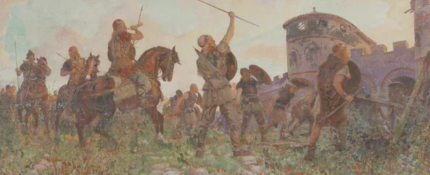 Ankunft der Sachsen in London, ca. 530 n. Chr., ca. 1912