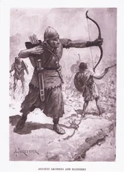 Asiatische Bogenschützen und Schleuderer, Illustration aus Der römische Soldat, 1928