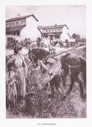 An einer Poststation, Illustration aus Der römische Soldat, 1928