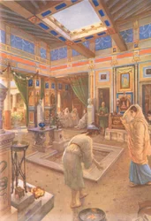 Das häusliche Leben in Rom (aus MacMillan Schulpostern, um 1950-60er)