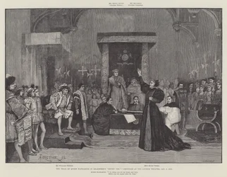 Der Prozess von Königin Katharina in Shakespeares Heinrich VIII, produziert im Lyceum Theatre, 5. Januar 1892
