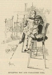 Das West End Hospital für Lähmung und Epilepsie, Welbeck Street, London: Epileptischer Junge und gelähmtes Mädchen