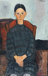 Ein junges Mädchen mit schwarzem Kittel, 1918