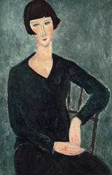 Sitzende Frau im blauen Kleid, 1918-1919