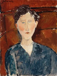 Porträt einer Frau in einer blauen Bluse, ca. 1916