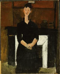 Frau am Kamin sitzend, 1915