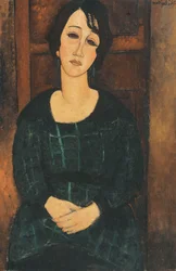 Frau in einem karierten Kleid, 1916