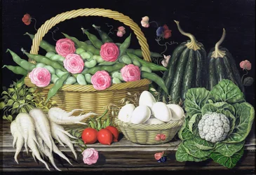 Eier, dicke Bohnen und Rosen im Korb, 1995