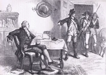 Verhaftung von William Franklin, Illustration aus Cassells Geschichte der Vereinigten Staaten, veröffentlicht von Cassell, Petter & Galpin, ca. 1900 (Litho)
