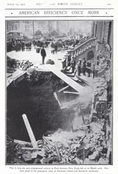Einsturz eines Teils des U-Bahn-Tunnels in der Park Avenue, New York City, USA, 22. März 1902