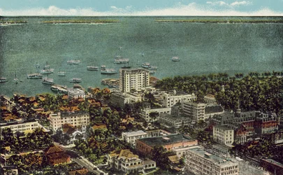 Miami, Florida, ca. 1925: Vogelperspektive von Miami