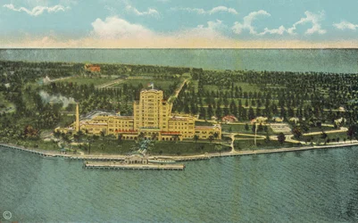 Miami, Florida, ca. 1925: Das schöne Flamingo Hotel und Umgebung