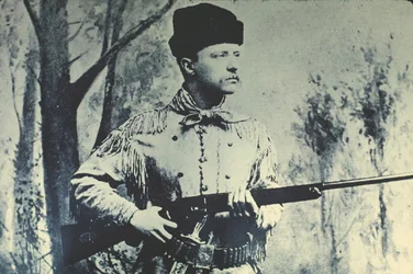 Theodore Roosevelt in Jagdkleidung, ca. 1885