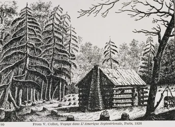 Eine Grenzhütte, aus 