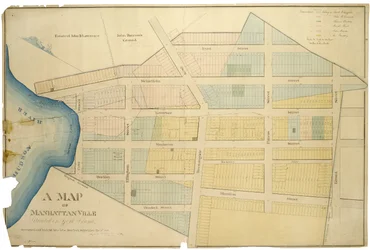 Eine Karte von Manhattanville auf York Island / vermessen und in Parzellen aufgeteilt von Adolphus Loss; kopiert von R.J. Dodge, 1850