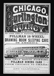 Werbung für Pullman Cars aus Chicago, ca. 1875