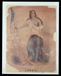 Amerikanischer Bürgerkrieg Poster darstellend Freiheit, graviert von Hoffmann, 1870