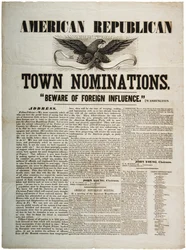 Amerikanische Republikanische Stadtnominierungen: Hüte dich vor ausländischem Einfluss, ca. 1845