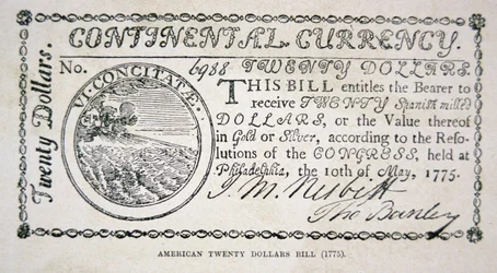 Amerikanischer Zwanzig-Dollar-Schein von 1775
