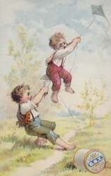 Jungen in Schwierigkeiten beim Drachenfliegen