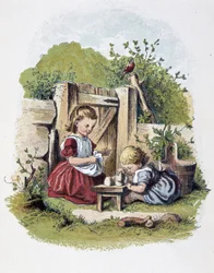 Kieselspiel in „Schnik, schnak, Kleinigkeiten für die Kleinen“, Kinderspiele. ed. London- Georges Ronthedge and sons. New York, The broad way Ludgate n.d. c. 1890