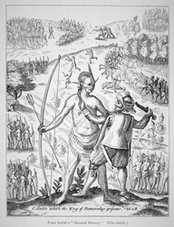 Kapitän John Smith (1580-1631) fängt einen Indianerhäuptling im Jahr 1608, aus Smiths 
