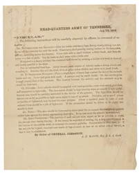 Rundschreiben zur Konstruktion und Befestigung von Schanzen, die von der Armee von Tennessee verwendet werden, 7. Juli 1864